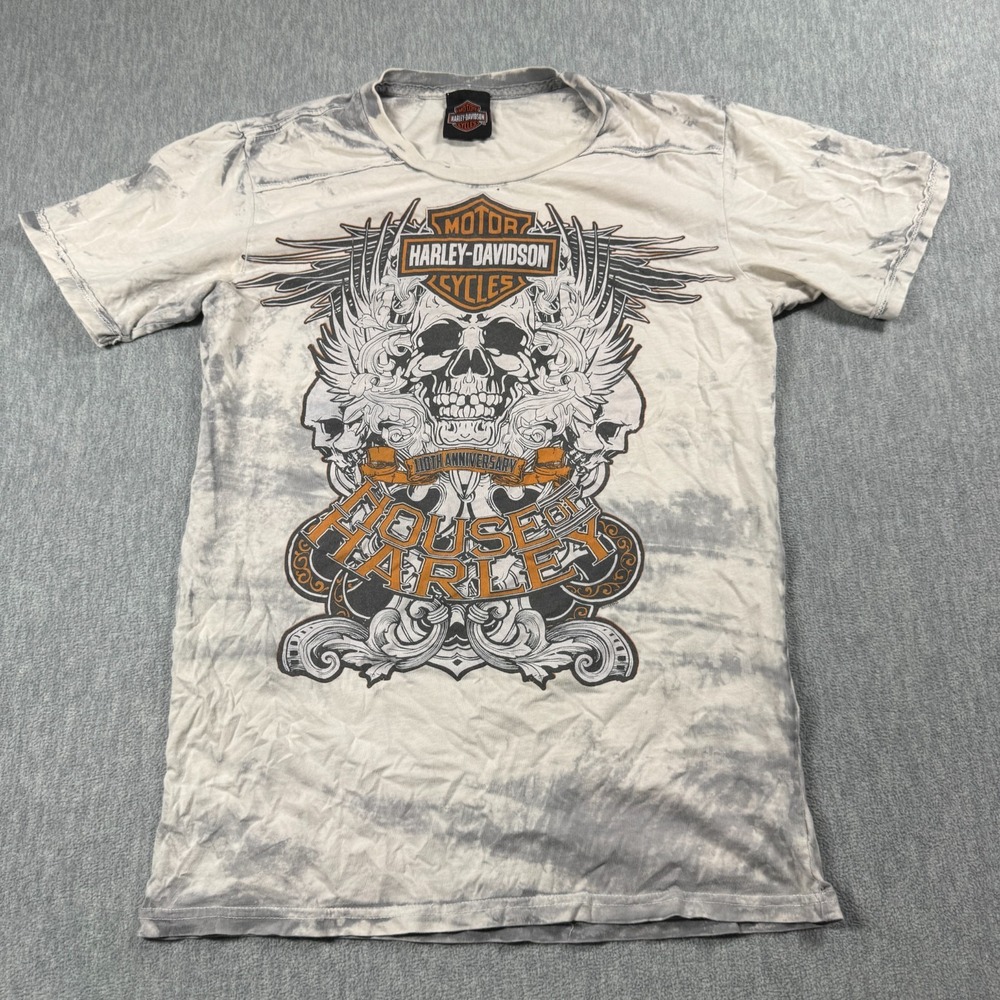 Harley Davidson Shirt Mens S Gray House of Harley 110th Anniversary Graphic Tee